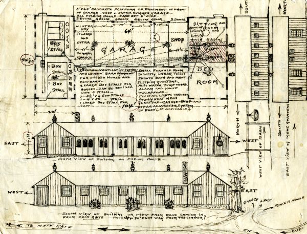 Architectural drawing of what became known as The Cow Palace at Forest Lodge.