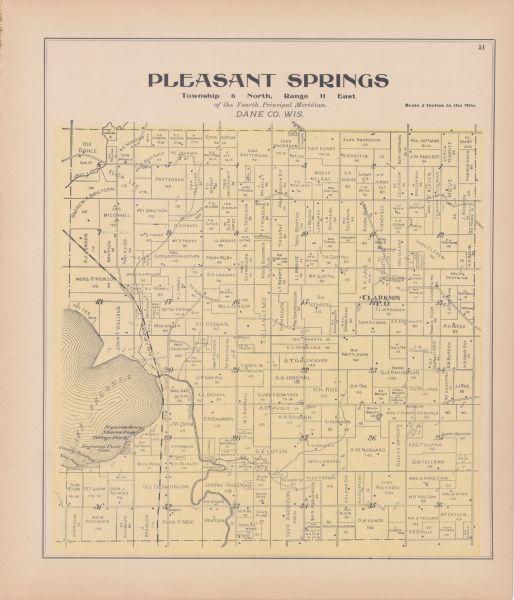 A plat map of Pleasant Springs in Dane County.