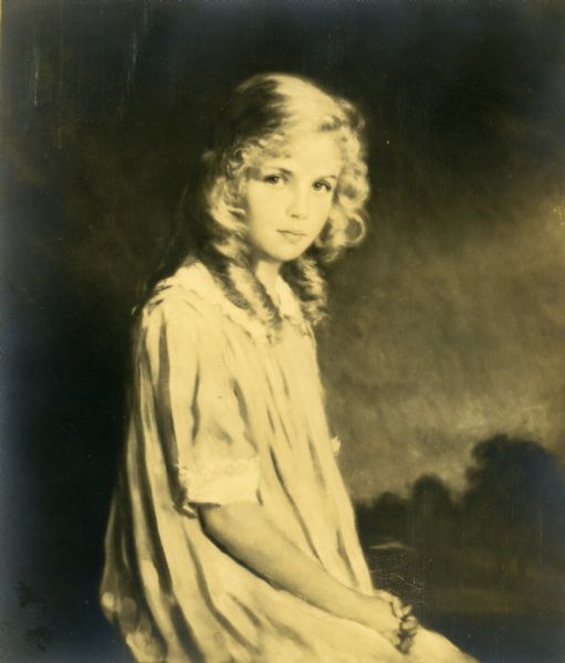 Studio portrait of Mary Griggs as a young girl, taken in St. Paul, MN. 