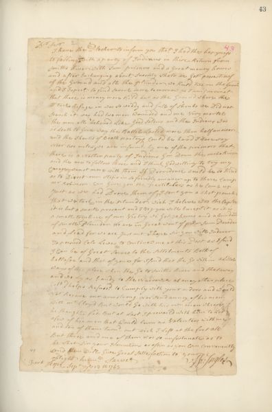 A letter written by William Ingles to William Preston.