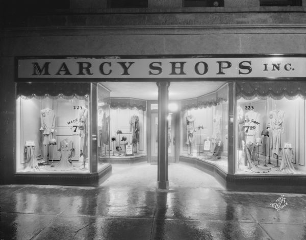 Illuminated window at Marcy Shops Inc., 223 State Street.