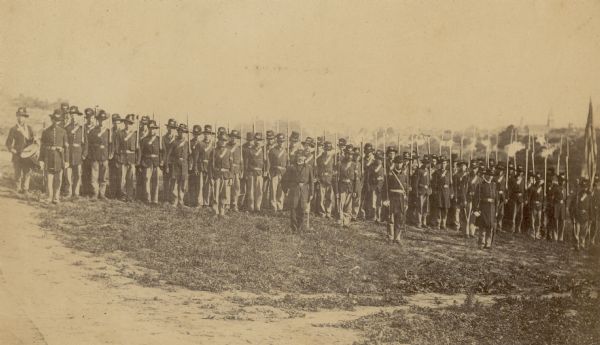 Company I, 7th Regiment Wisconsin Volunteer Infantry, at Upton's Hill near Germantown, Virginia. The 7th was one of three Wisconsin regiments that was part of the famed Iron Brigade.