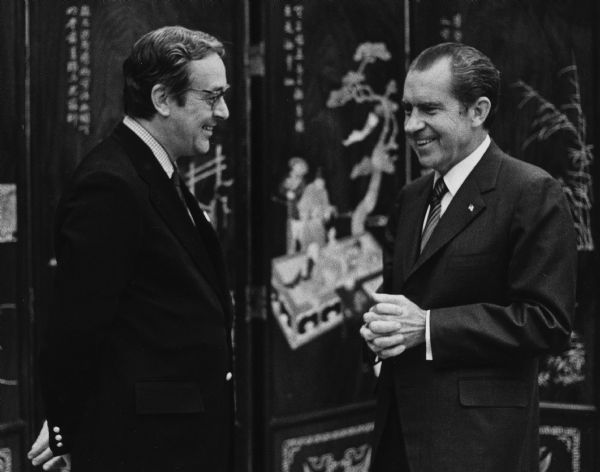 President Richard Nixon and NBC journalist John Chancellor in China.