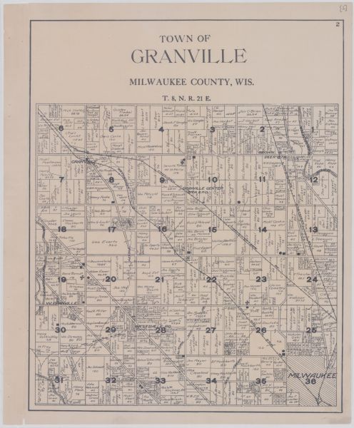A plat map of the town of Granville in Milwaukee County, Wisconsin.