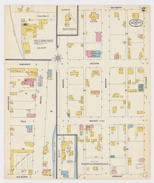 A Sanborn fire insurance map of Sauk City created in 1900.