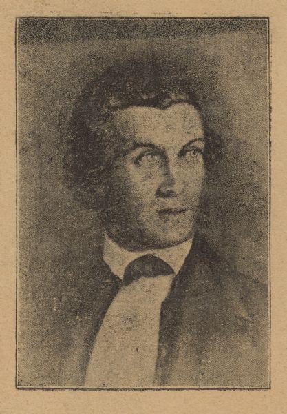 Quarter-length portrait of Captain Augustus Quarles of Southport (now Kenosha) who served in an Illinois Regiment during the Mexican War.