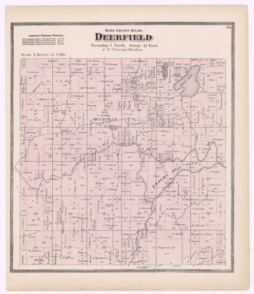 A plat map of Deerfield.