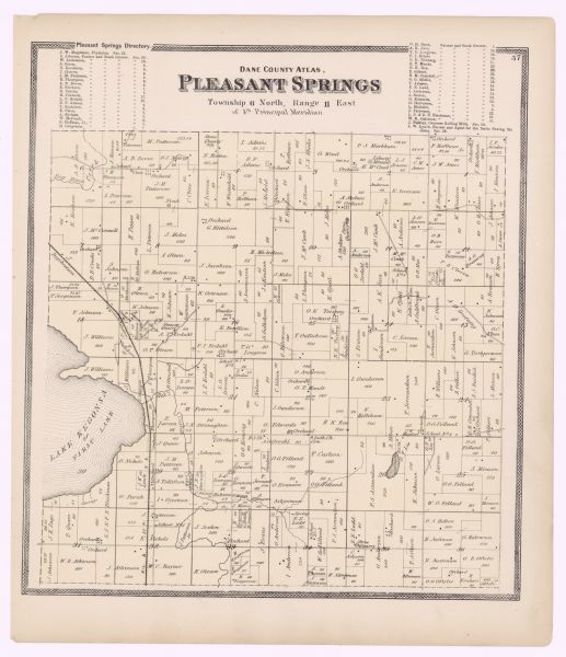 A plat map of the town of Pleasant Springs.