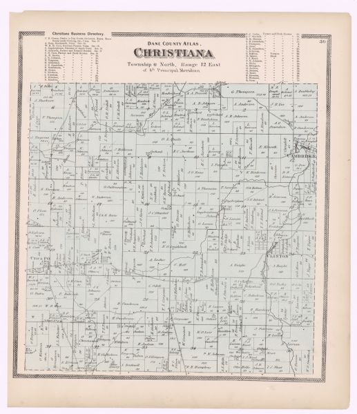 A plat map of the town of Christiana.