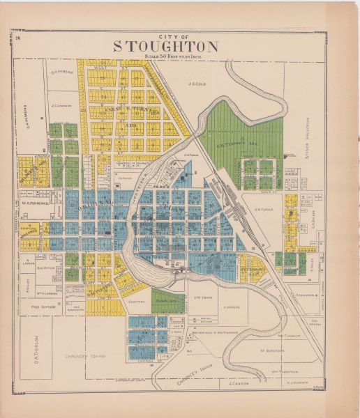 A plat map of the city of Stoughton.