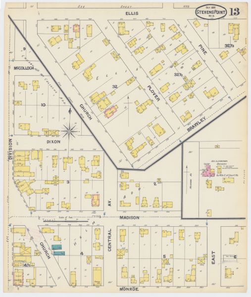 Page 13 of a Sanborn map of Stevens Point.