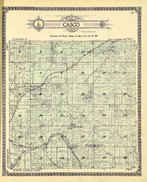 A plat map of the township of Casco. Created by Geo. A. Ogle.