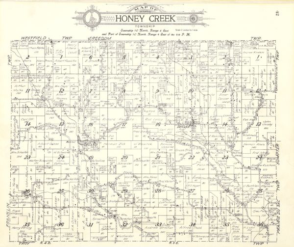 Honey Creek Township Map Map or Atlas Wisconsin Historical Society