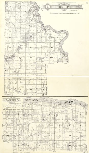 A plat map of the township of Delton near the Wisconsin River.